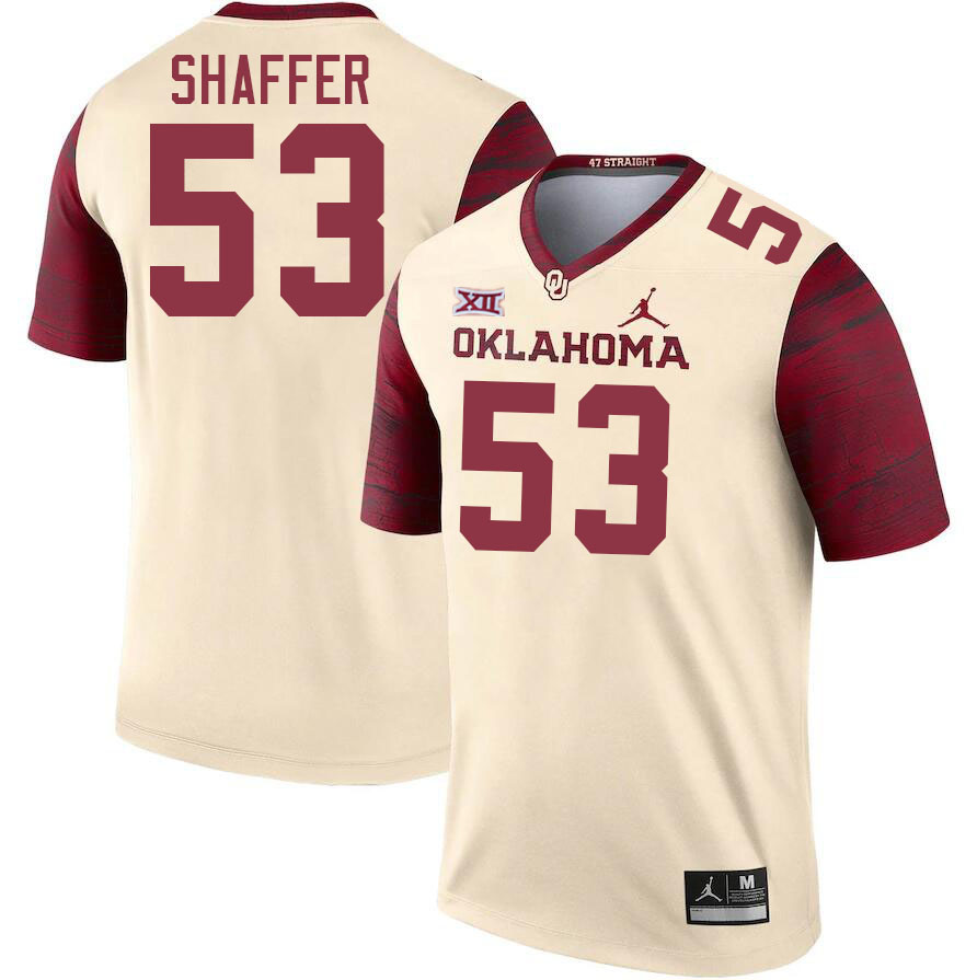 Men #53 Caleb Shaffer Oklahoma Sooners College Football Jerseys Stitched-Cream